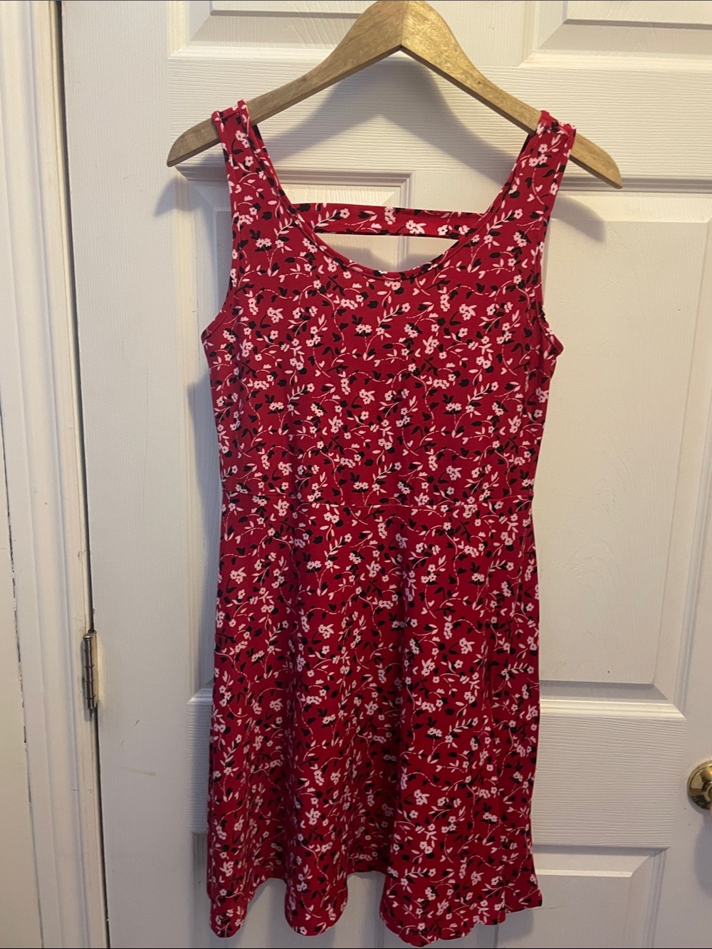 Sleeveless Red Floral Fit & Flare Dress - Unknown Brand